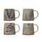 Hello Honey® 16oz. Antique Blue and White Hand Stamped Stoneware Mug Set with Wax Relief Botanical Design